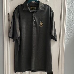 St. Andrews Links Tartan Striped Performance Polo Black Yellow Casual Golf Large